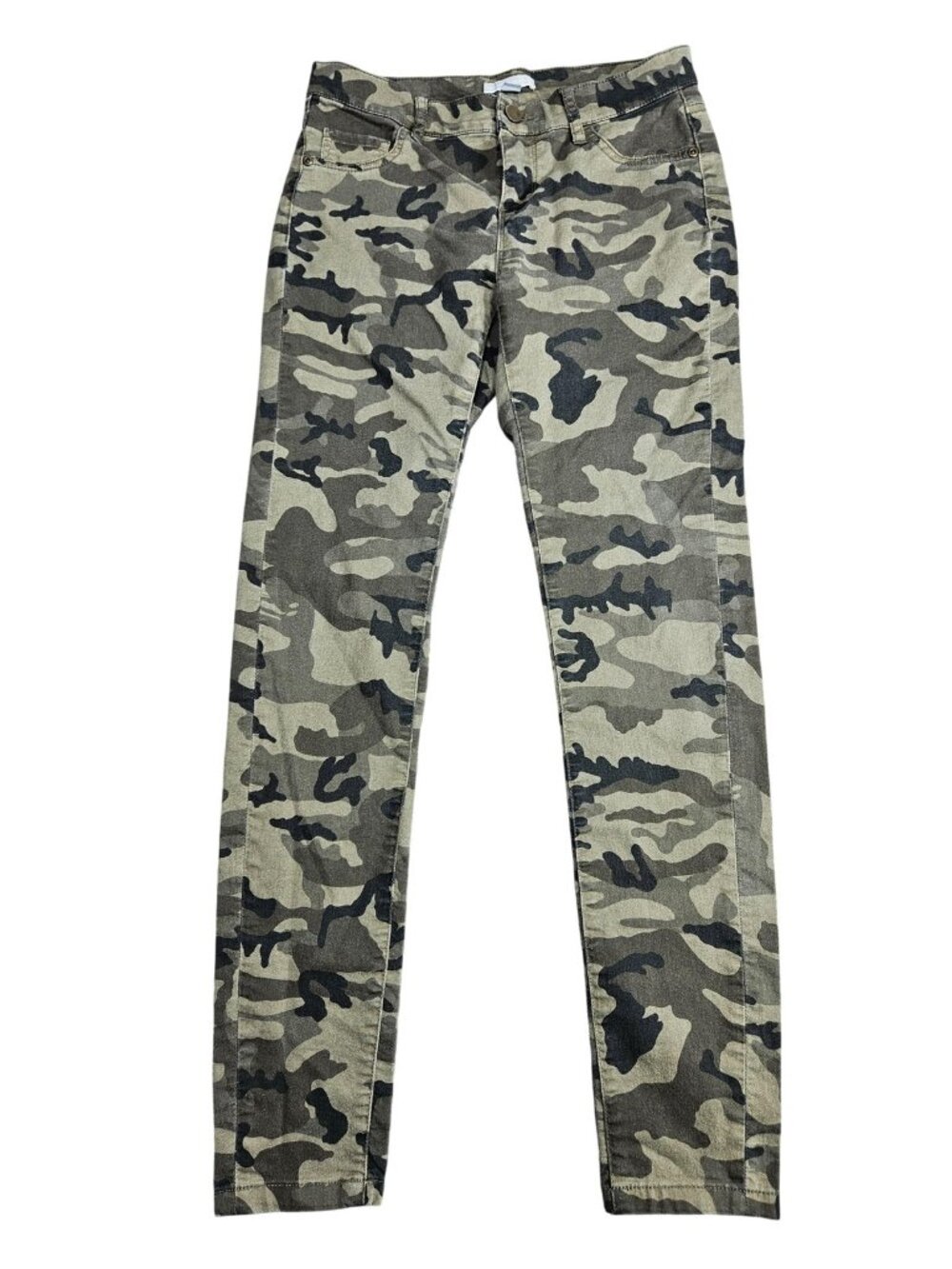 New York & Company Skinny Jeans Womens 2 Green Camouflage Mid Rise Stretch Denim
